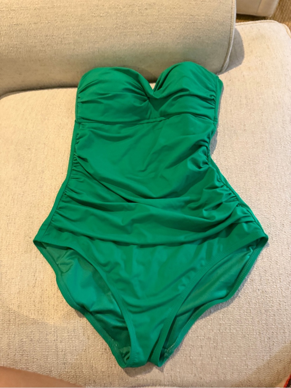 Anne Cole Emerald Green Strapless Ruched One-Piece Swimsuit